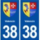 38 Valencin blason ville autocollant plaque stickers