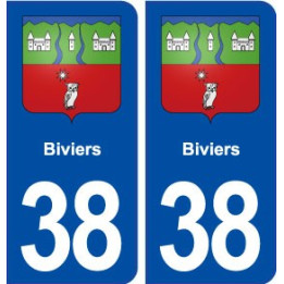 38 Biviers blason ville autocollant plaque stickers
