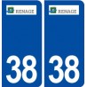38 Renage logo ville autocollant plaque stickers