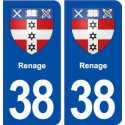 38 Renage blason ville autocollant plaque stickers