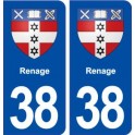 38 Renage blason ville autocollant plaque stickers