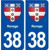 38 Renage blason ville autocollant plaque stickers