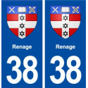 38 Renage blason ville autocollant plaque stickers