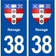 38 Renage blason ville autocollant plaque stickers