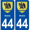 44  Brains blason ville autocollant plaque stickers