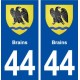 44  Brains blason ville autocollant plaque stickers