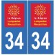 34 Hérault autocollant plaque