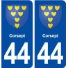 44  Corsept blason ville autocollant plaque stickers