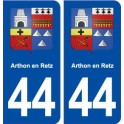 44  Arthon en Retz blason ville autocollant plaque stickers