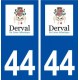 44  Derval logo ville autocollant plaque stickers