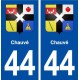 44  Chauvé blason ville autocollant plaque stickers