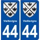 44  Vieillevigne blason ville autocollant plaque stickers