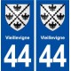 44  Vieillevigne blason ville autocollant plaque stickers