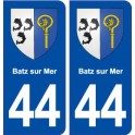 44 Batz on Sea coat of arms, city sticker, plate sticker
