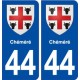 44  Chéméré blason ville autocollant plaque stickers