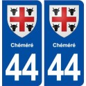 44  Chéméré blason ville autocollant plaque stickers