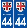 44  Chéméré blason ville autocollant plaque stickers
