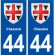 44  Chéméré blason ville autocollant plaque stickers