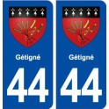 44  Gétigné blason ville autocollant plaque stickers