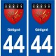 44  Gétigné blason ville autocollant plaque stickers