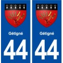 44  Gétigné blason ville autocollant plaque stickers