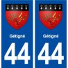 44  Gétigné blason ville autocollant plaque stickers