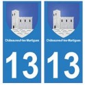13 Châteauneuf-les-Martigues ville autocollant plaque