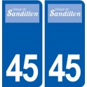 45 Sandillon logo ville autocollant plaque stickers