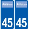 45 Sandillon logo ville autocollant plaque stickers