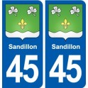 45 Sandillon blason ville autocollant plaque stickers