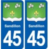 45 Sandillon blason ville autocollant plaque stickers