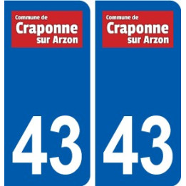 43 Craponne sur Arzon logo autocollant plaque immatriculation ville