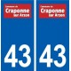 43 Craponne sur Arzon logo autocollant plaque immatriculation ville