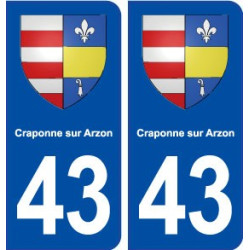 43 Craponne sur Arzon blason autocollant plaque immatriculation ville