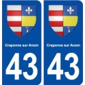 43 Craponne sur Arzon blason autocollant plaque immatriculation ville