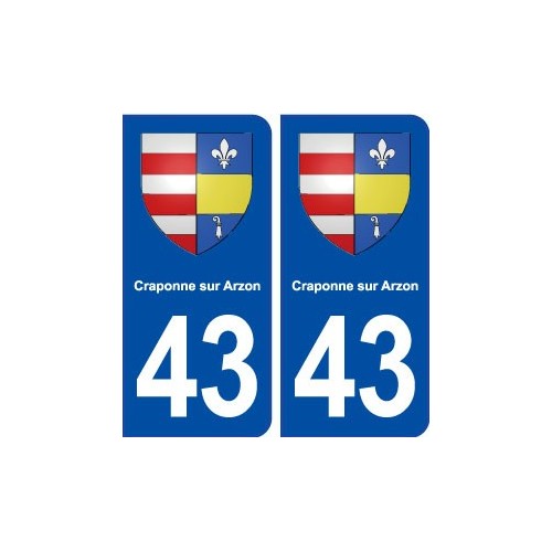 43 Craponne sur Arzon blason autocollant plaque immatriculation ville