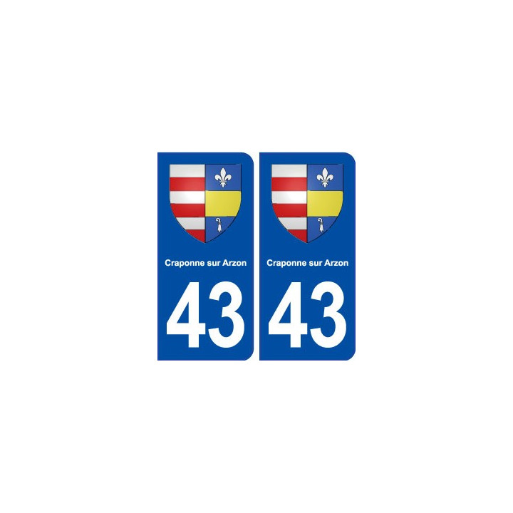 43 Craponne sur Arzon blason autocollant plaque immatriculation ville