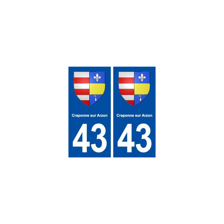 43 Craponne sur Arzon blason autocollant plaque immatriculation ville