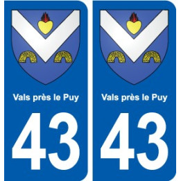 43 Vals près le Puy blason autocollant plaque immatriculation ville