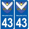 43 Vals près le Puy blason autocollant plaque immatriculation ville