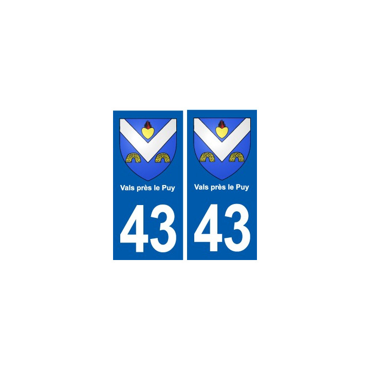 43 Vals près le Puy blason autocollant plaque immatriculation ville