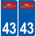 43 Vals près le Puy logo autocollant plaque immatriculation ville