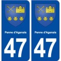 47 Penne d'Agenais blason autocollant plaque stickers ville