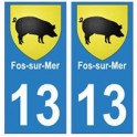 13 Fos-sur-Mer ciudad, de la calcomanía de la placa