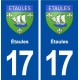 17 Étaules blason ville autocollant plaque sticker