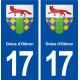 17 de Dolus d'oléron escudo de armas de la ciudad de etiqueta, placa de la etiqueta engomada