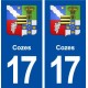 17 Cozes blason ville autocollant plaque sticker