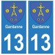 13 Gardanne ville autocollant plaque