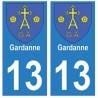 13 de Gardanne de la ciudad de la etiqueta engomada de la placa