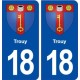 18 Trouy blason autocollant plaque ville sticker